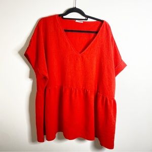 Chic Soul Red Peplum Top